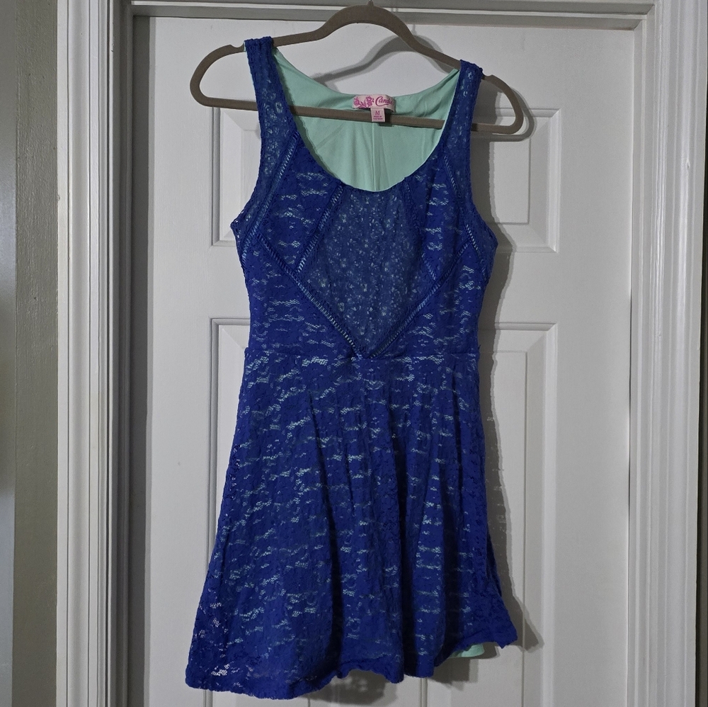 Candie's Blue and Mint Green Lace Dress
